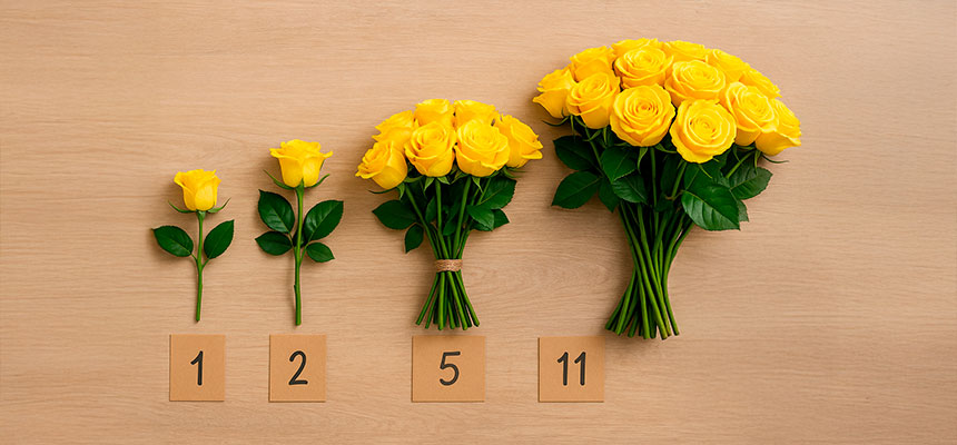 Количество желтых роз в букете